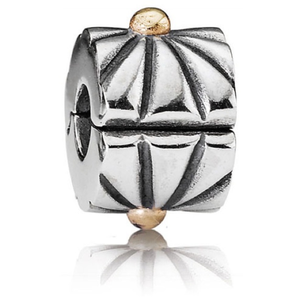 Pandora two tone retired 14k gold and silver sunburst divider clip